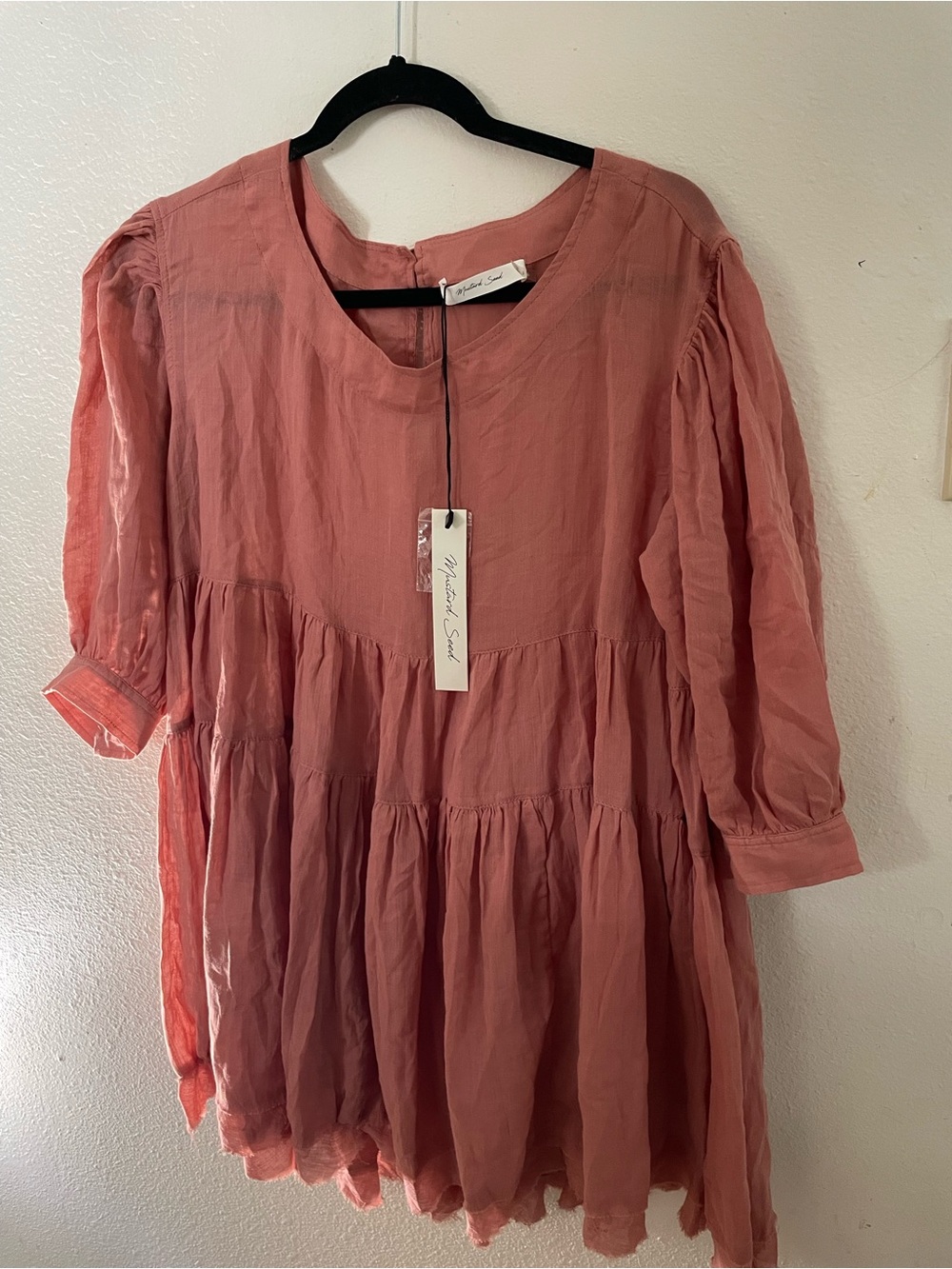 Mustard Seed Rose Pink Gauzy Tiered Tunic